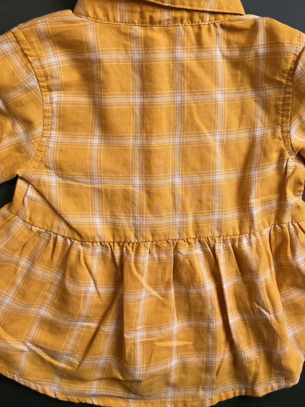 OshKosh B'gosh Girls' Mustard Plaid Long-Sleeve Peplum Top
